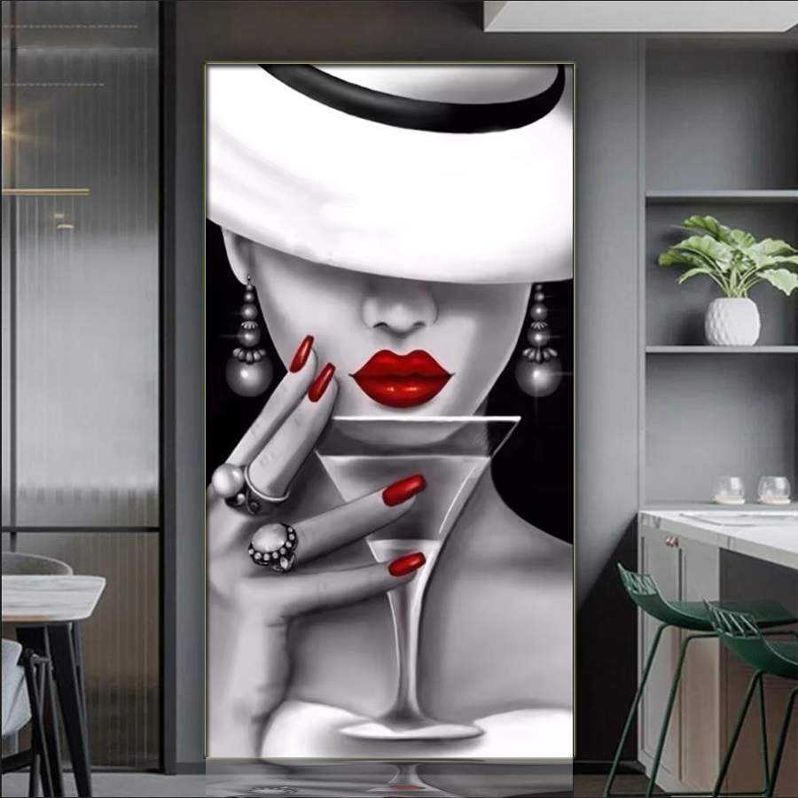 Nail Art Valentine - Elegante vrouw volledige diamant mozaïek kits