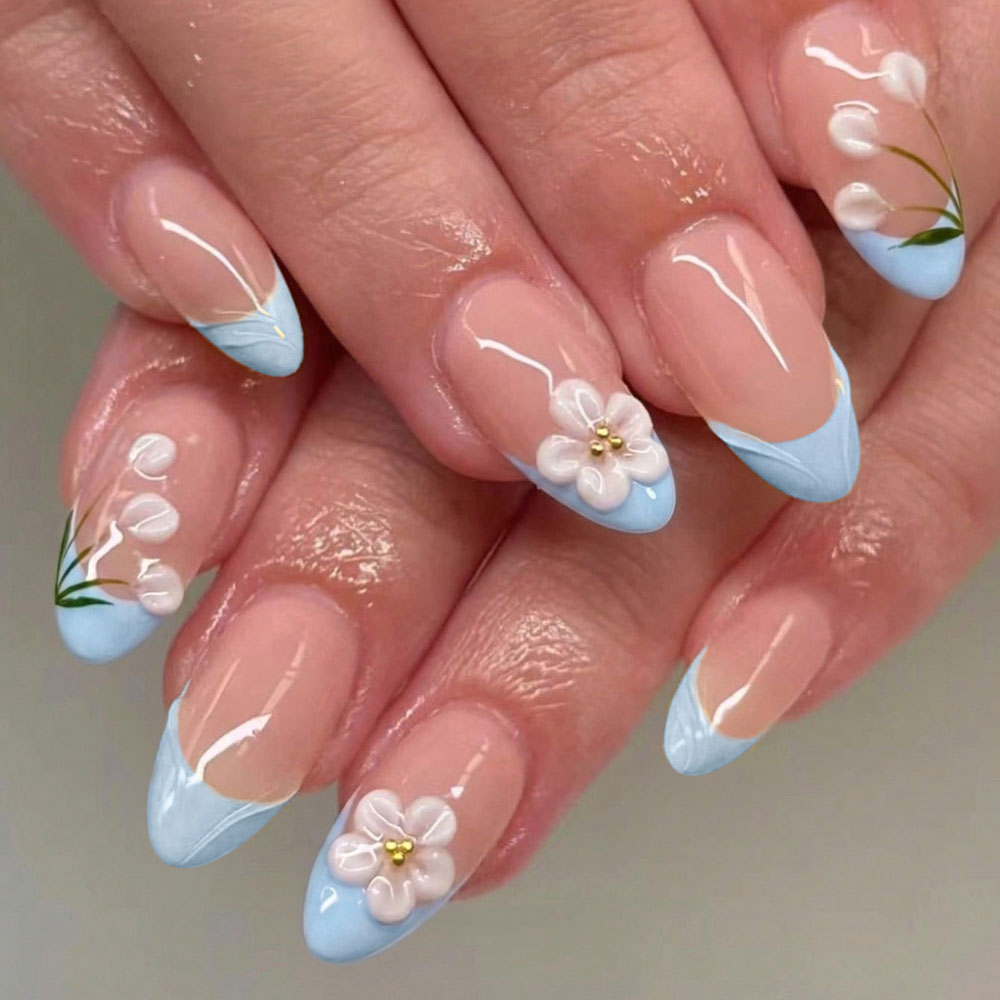 Nail Art Design - 30 stuks korte amandelvormige nagelstickers, 3D