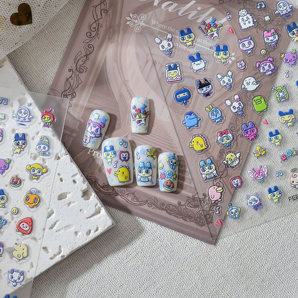 Nail Art Design - Tamagotchi Cartoon 3D Reliëf Nagelkunst Stickers