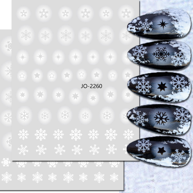 Nail Art Xmas Tree - Nail Art 3D-stickers Witte holle sneeuwvlokken