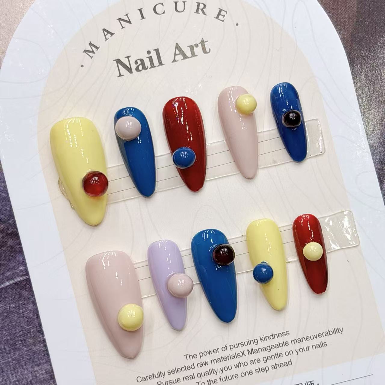 Nail Art Fake - Kleurrijke kleurrijke coole en chique premium