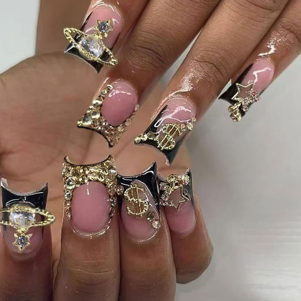 Nail Art Design - 24 stuks Y2K-stijl eendenbekvormige French press-nagels,