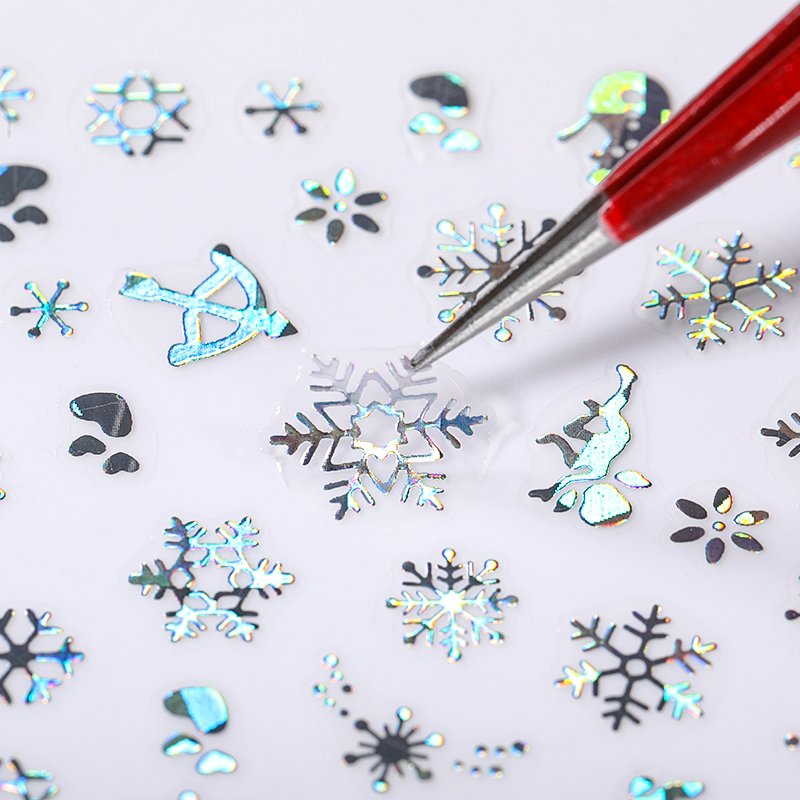 Nail Art Xmas - Holographics Zilveren Sneeuwvlokken 3D Kerst Nail
