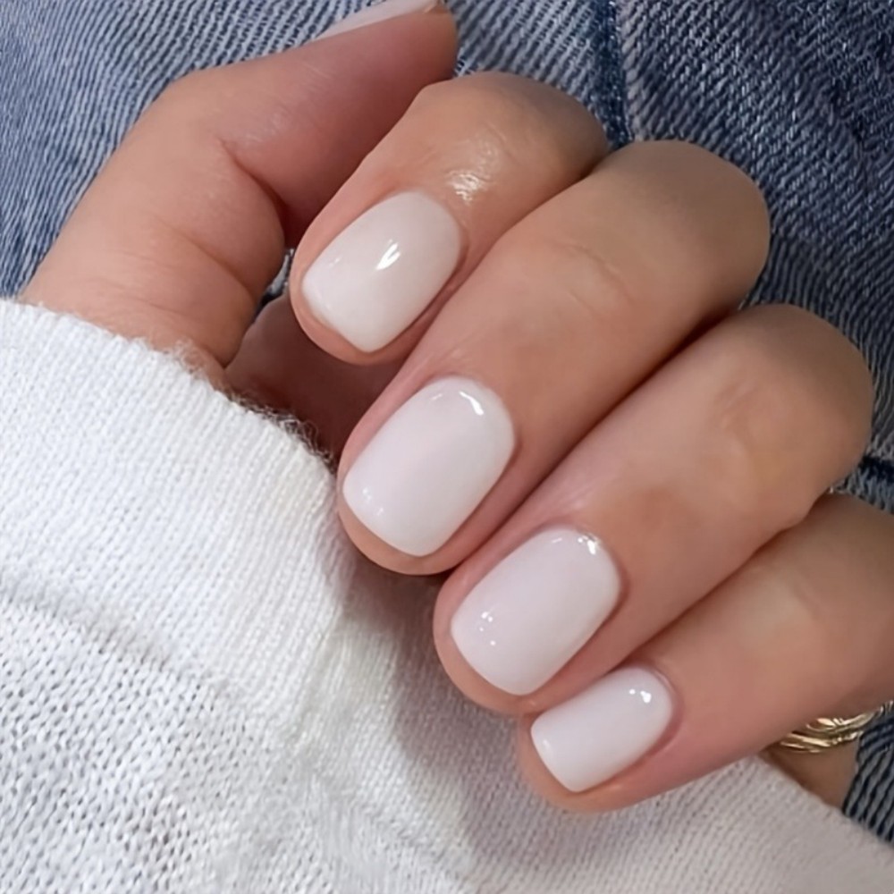 Nail Art Ombre - 24 stuks melkachtig witte opdruk nagels,