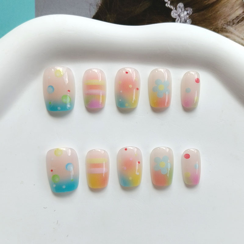 Nail Art Ombre - 10 stuks regenboog bubblegum zoete schattige