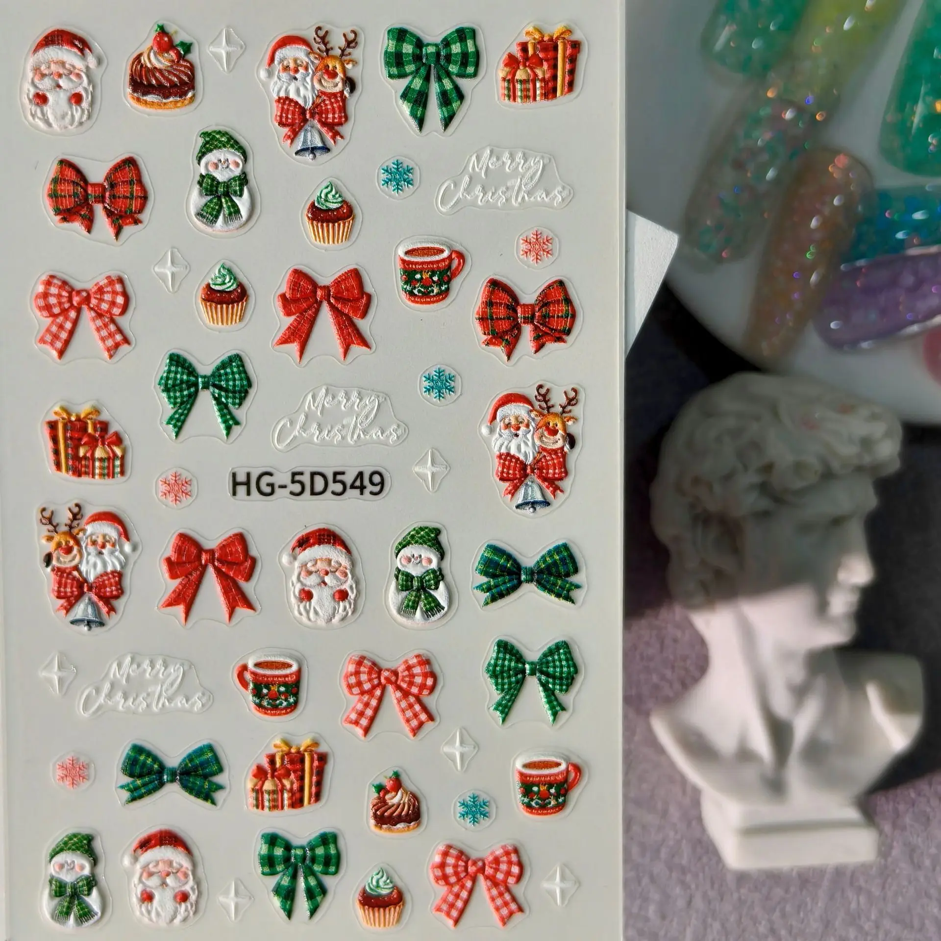 1 set 5D reliëf Kerstman nagel - Nail Art Xmas Stickers recensie en prijs