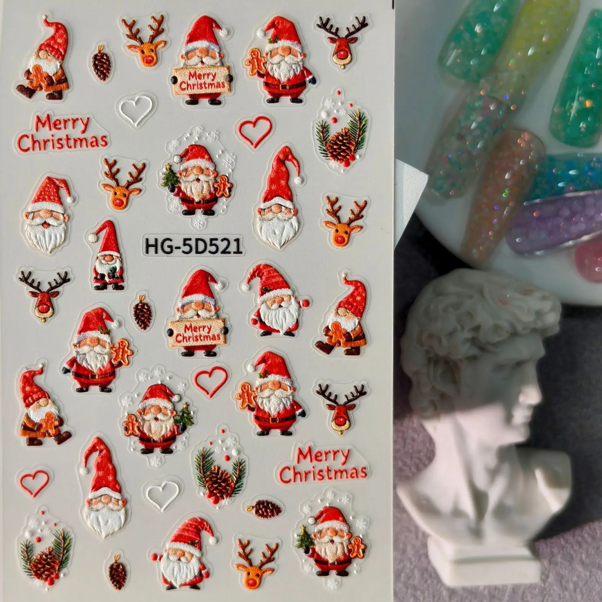 1 set 5D reliëf Kerstman nagel - Nail Art Xmas Stickers recensie en prijs