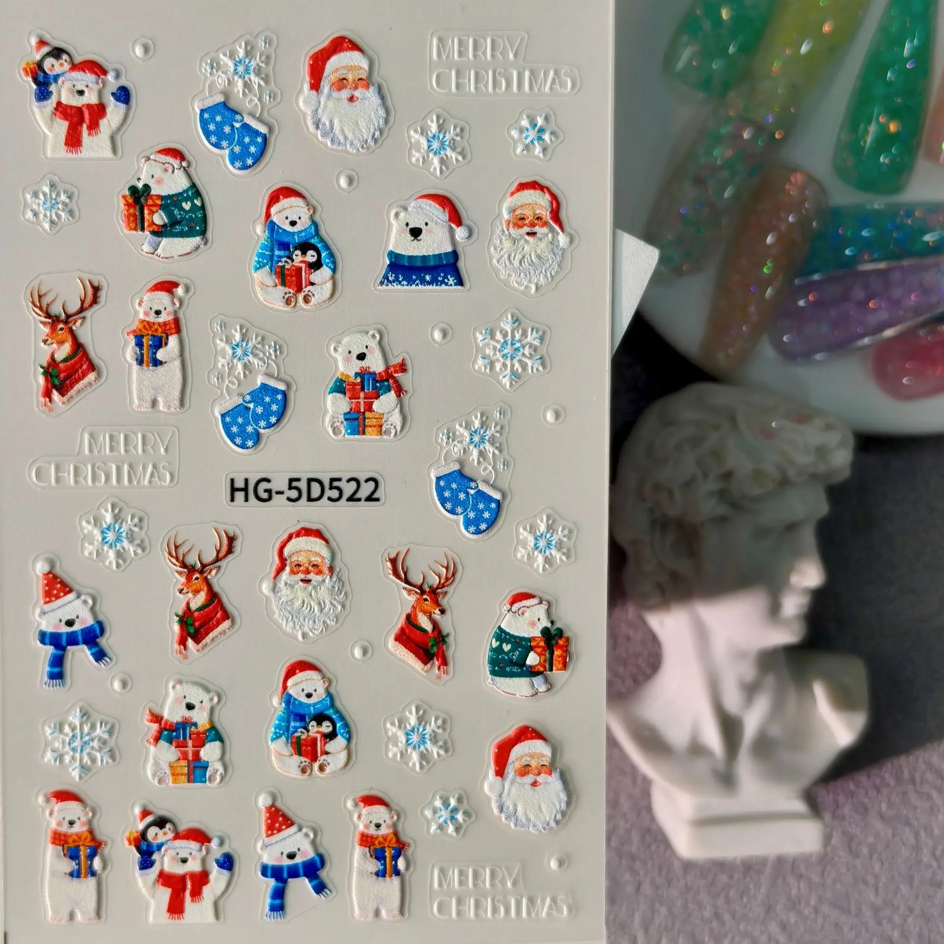 1 set 5D reliëf Kerstman nagel - Nail Art Xmas Stickers recensie en prijs