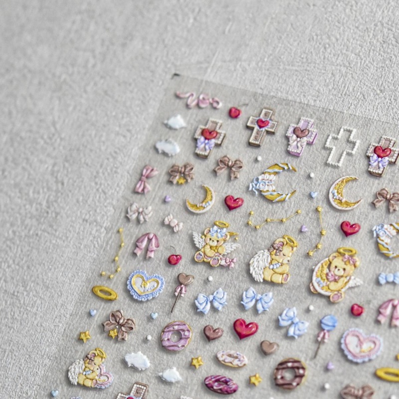 Schattige engel beer cartoon 3 - Nail Art Motif recensie en prijs