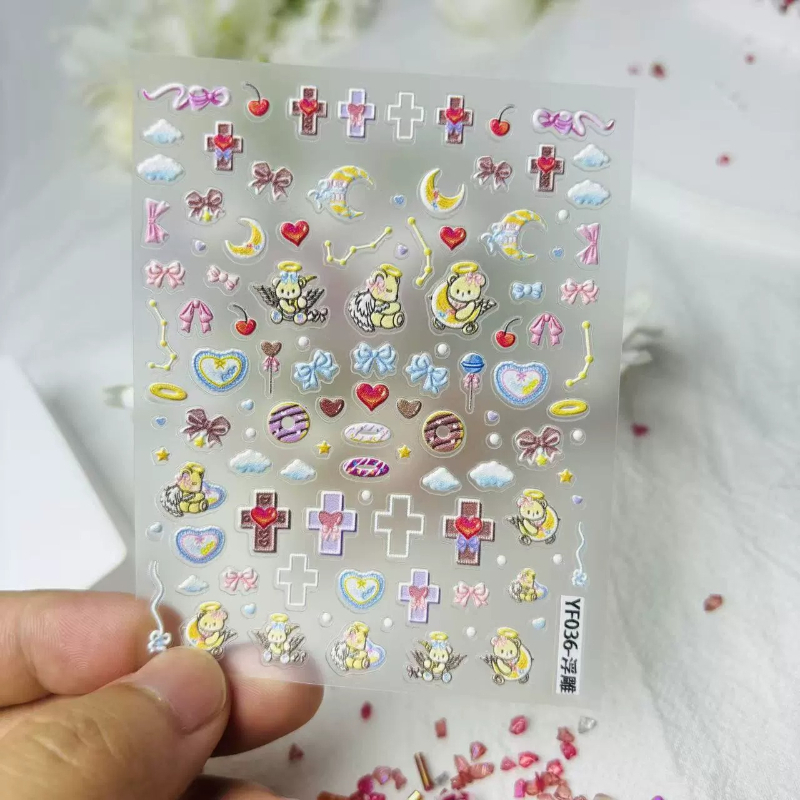 Schattige engel beer cartoon 3 - Nail Art Motif recensie en prijs