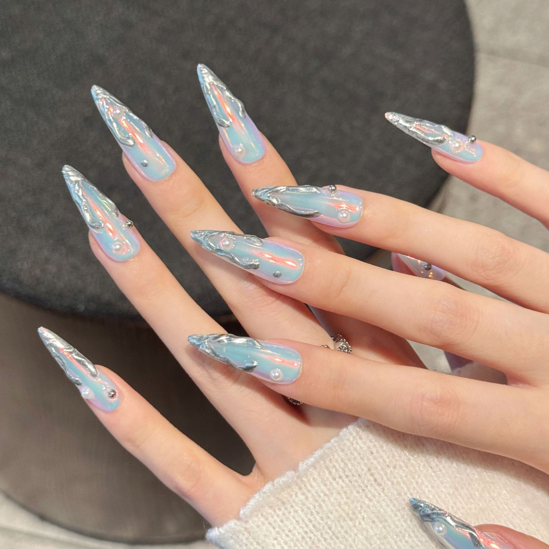 10st zilveren Aurora lange sti - Nail Art Fake recensie en prijs