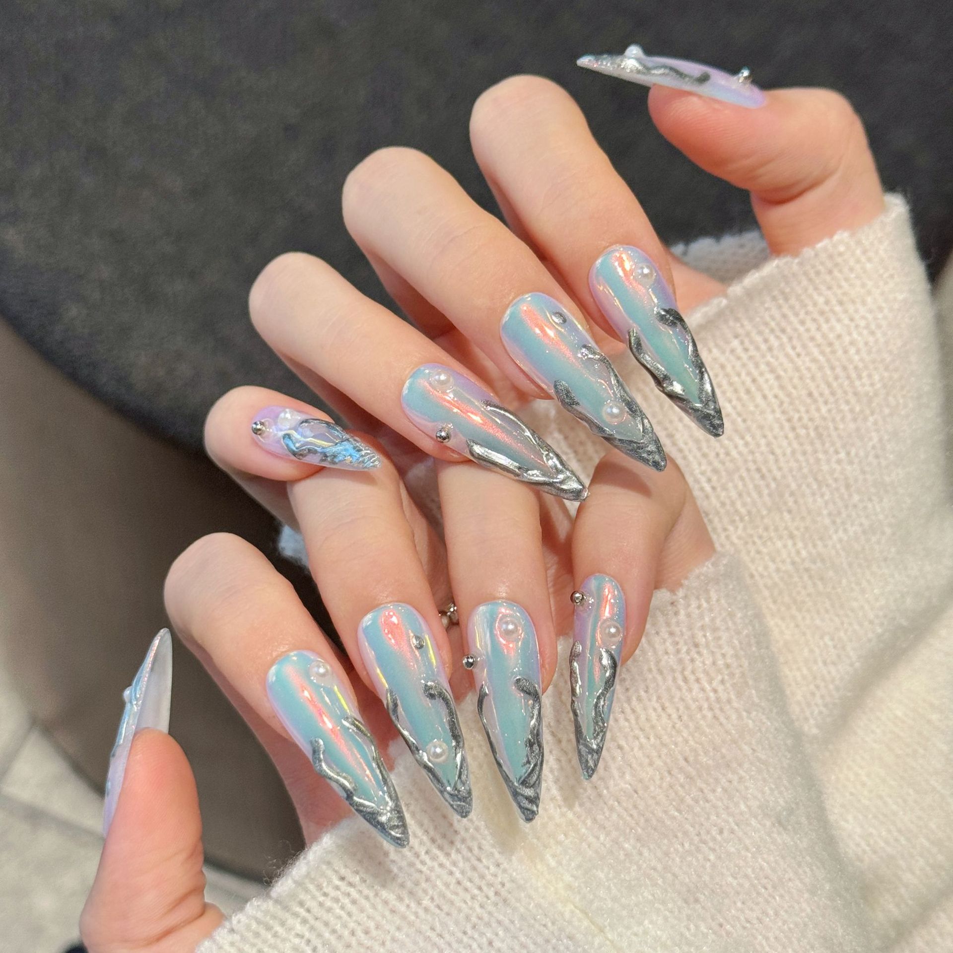 10st zilveren Aurora lange sti - Nail Art Fake recensie en prijs