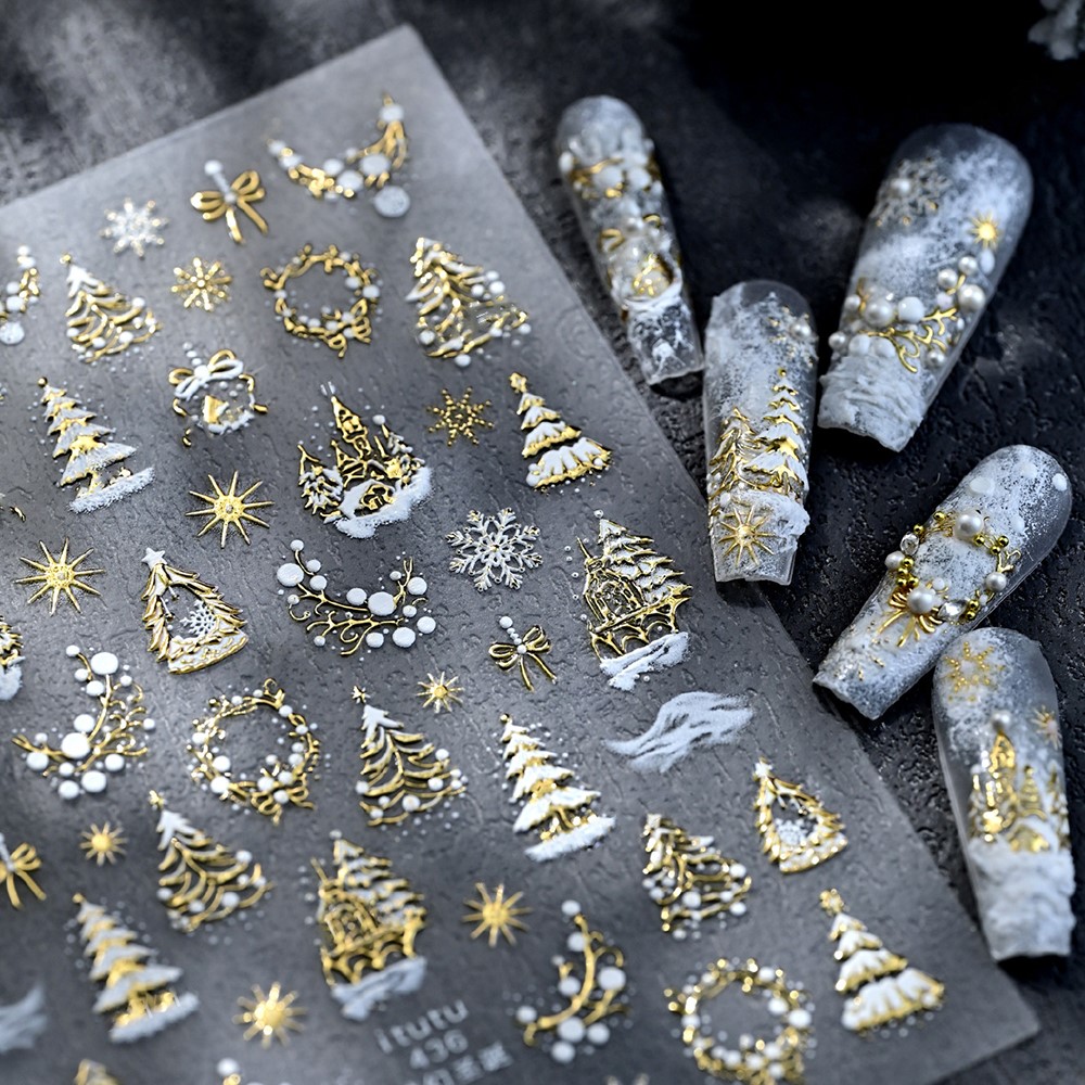 5D reliëf gouden kasteel/sling - Nail Art Xmas recensie en prijs