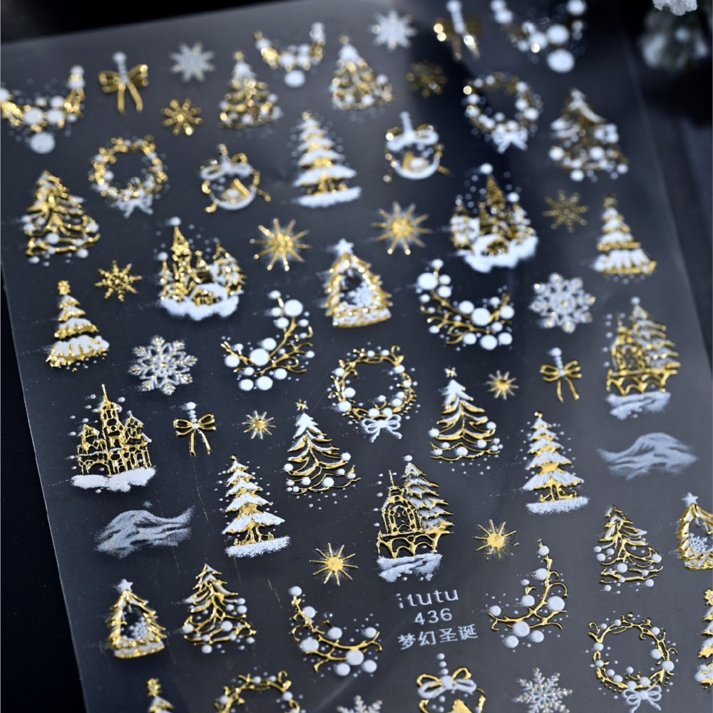 5D reliëf gouden kasteel/sling - Nail Art Xmas recensie en prijs