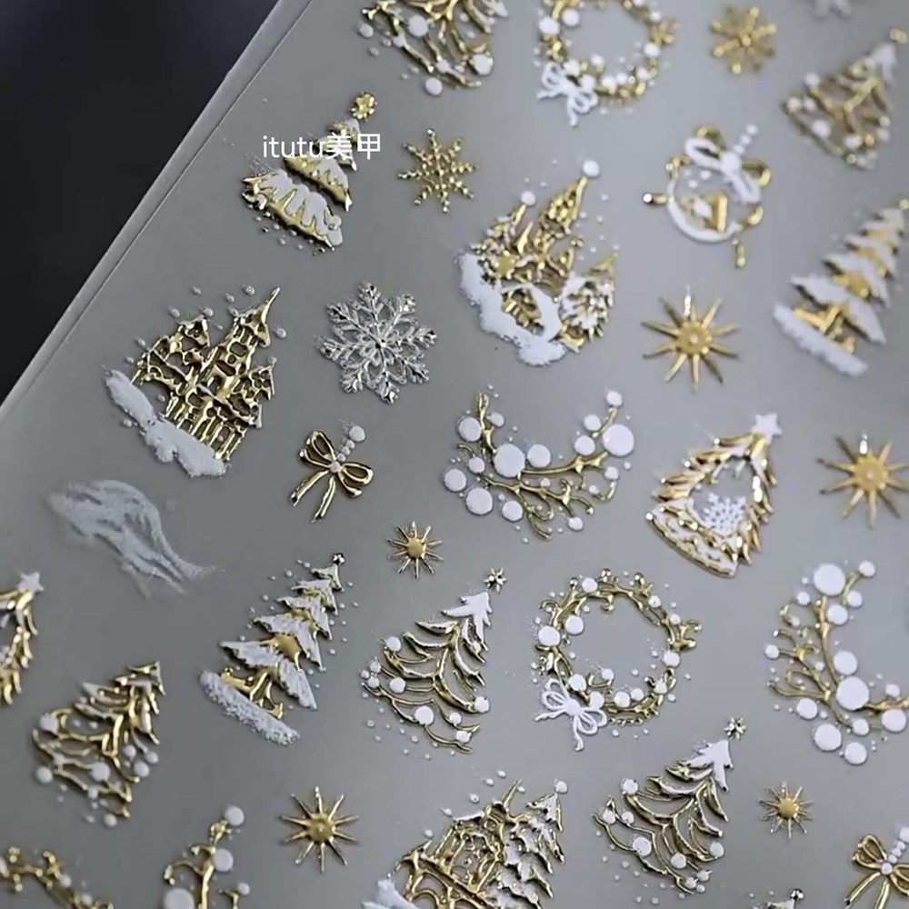 5D reliëf gouden kasteel/sling - Nail Art Xmas recensie en prijs