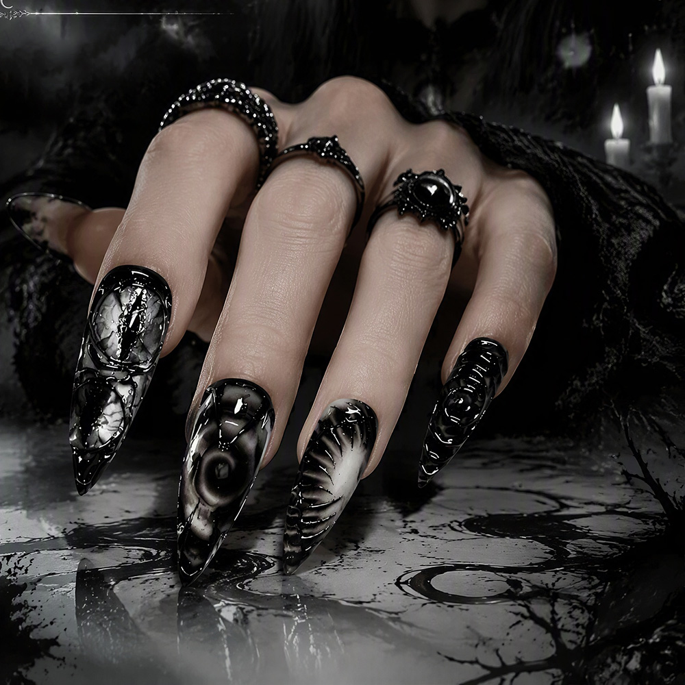 Stiletto Gothic Press-on Nagel - Nail Art Fake recensie en prijs