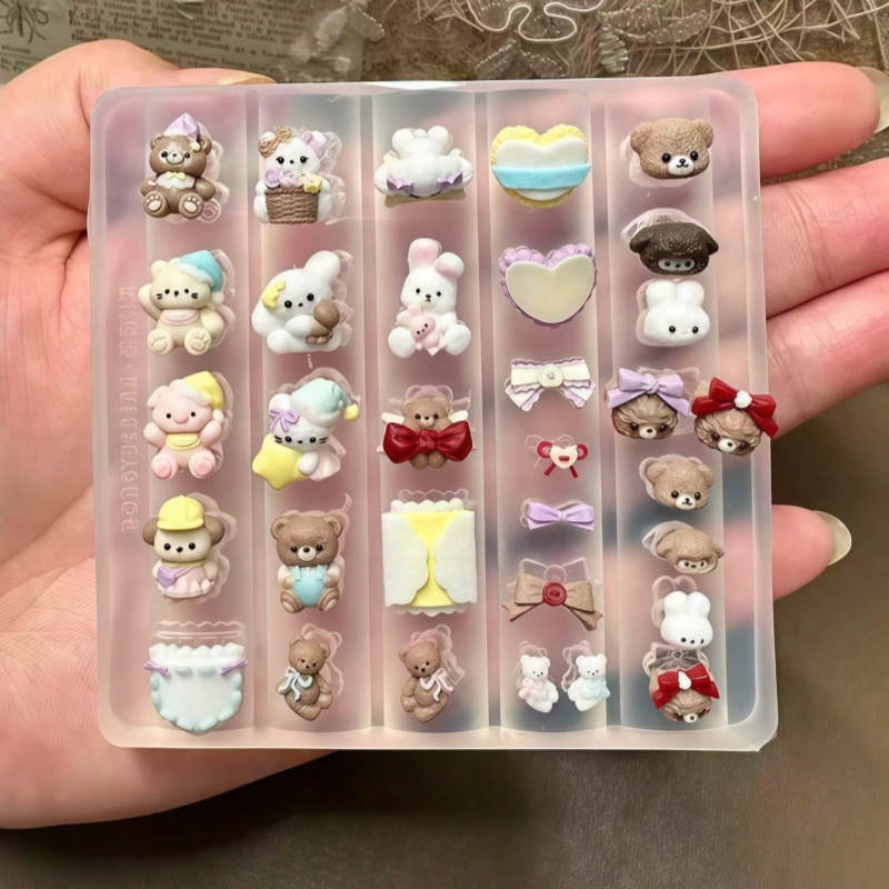 Schattige beer konijn hart vli - Nail Art Motif recensie en prijs