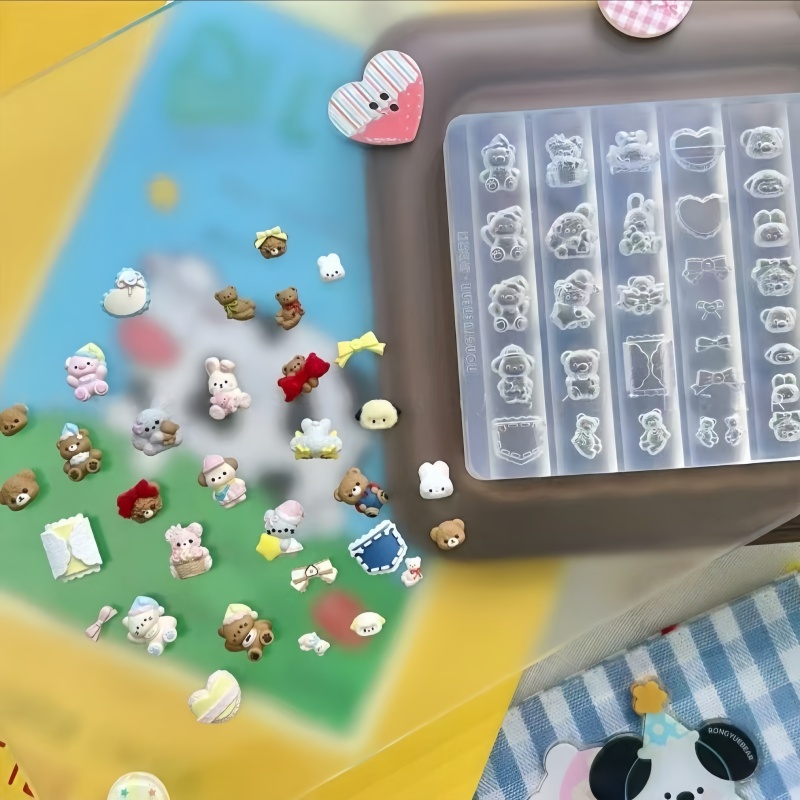 Schattige beer konijn hart vli - Nail Art Motif recensie en prijs