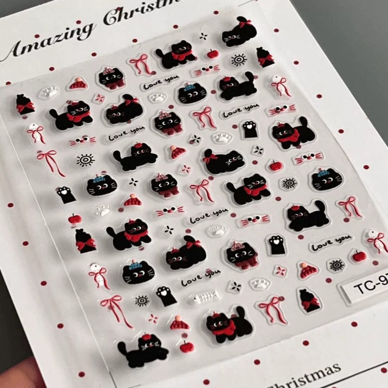 Schattig cartoon strik zwart k - Nail Art Motif recensie en prijs