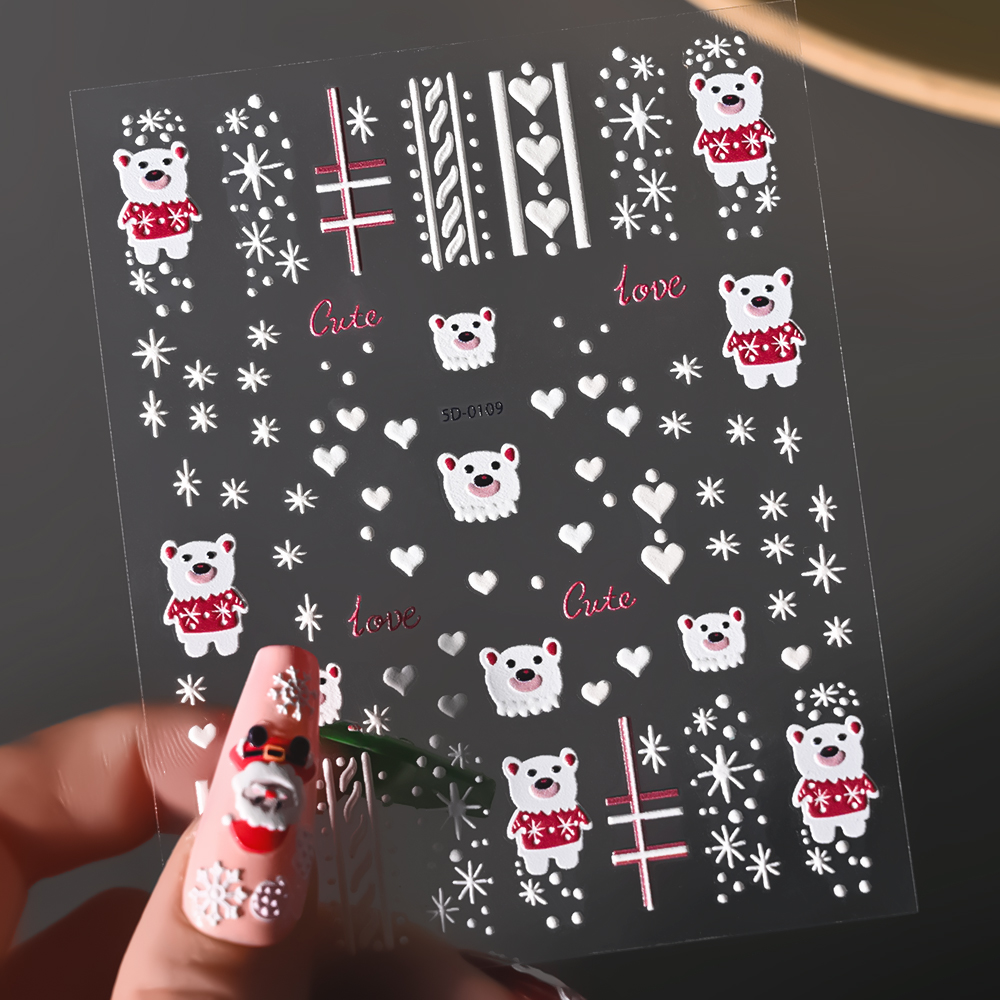 1 Vel 5D Reliëf Kerst Nail Art - Nail Art Xmas Stickers recensie en prijs